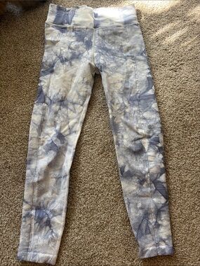 aerie Blue and White Tie-Dye High-Rise Bike Shorts